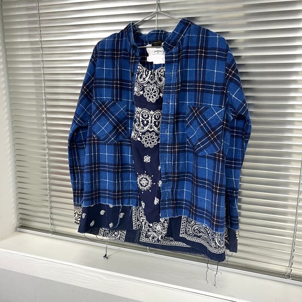 OLDPARK-PAISLEY PULLOVER SHIRT (BLUE)