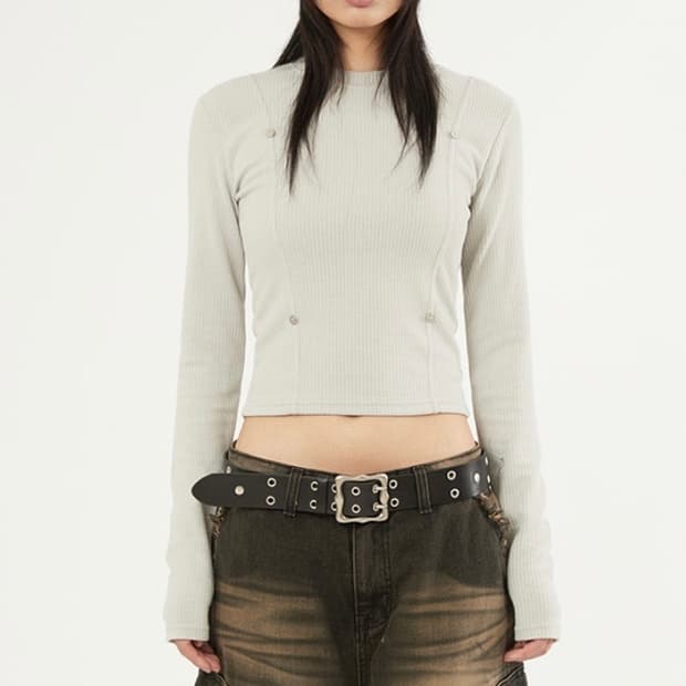 라우코하우스 리브드 아일렛 슬리브 워머 롱 슬리브 아이보리