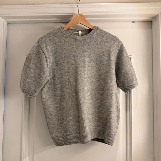 울 니트 반팔 스웨터 