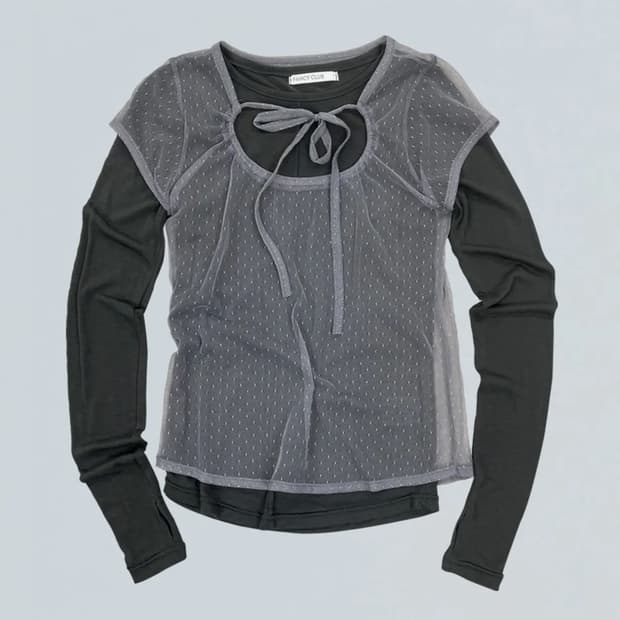 3-WAY 도트 레이어드 롱슬리브 (GRAY)