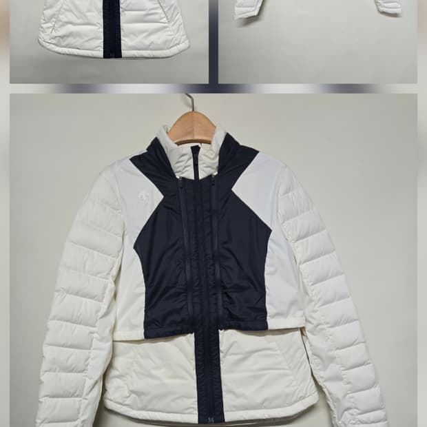 데상트 골프 화이트 /네이비  구스패딩 조끼 + 구스크롭세트M
