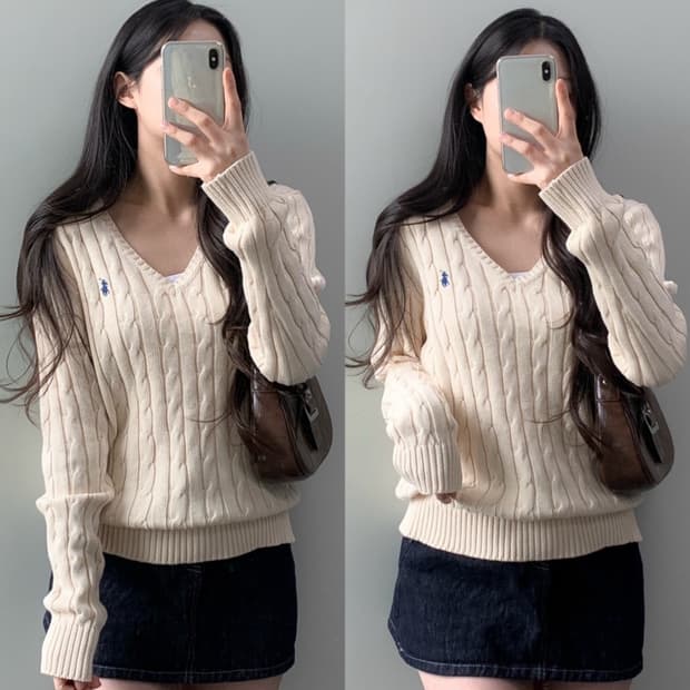 폴로 코튼 케이블 니트