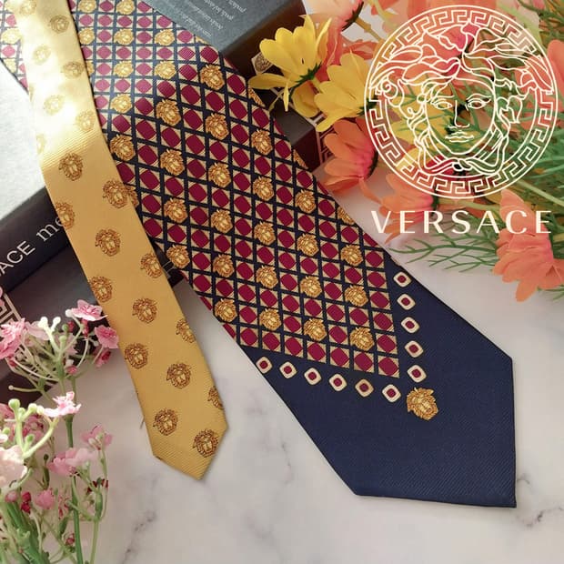 베르사체 실크 메두사 패턴 넥타이 9.9cm A~B등급 K1394
