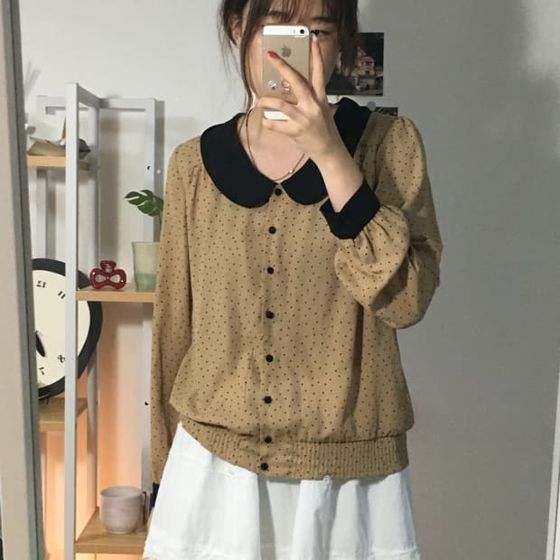 로리즈팜 모카 도트 블라우스