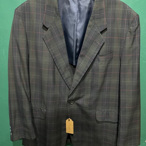 입생로랑 체크 블레이져 그린