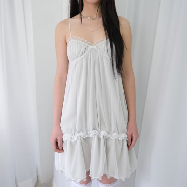 루즈슬립오버 Sheer Layered Two-Way Dress 