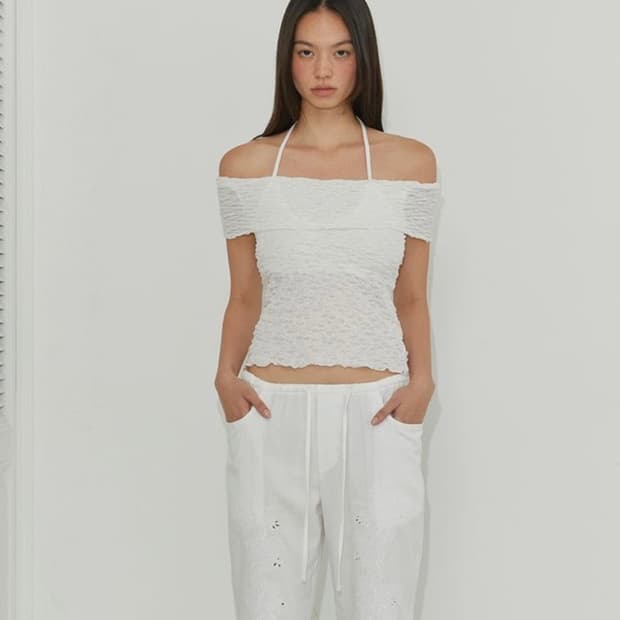Lace Halter Layer Top / Ivory