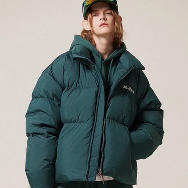 언레이블 덕다운 숏패딩 L