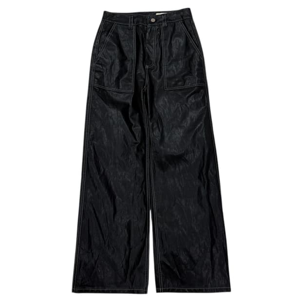 인사일런스 우먼 포우 레더 와이드 팬츠 블랙 S