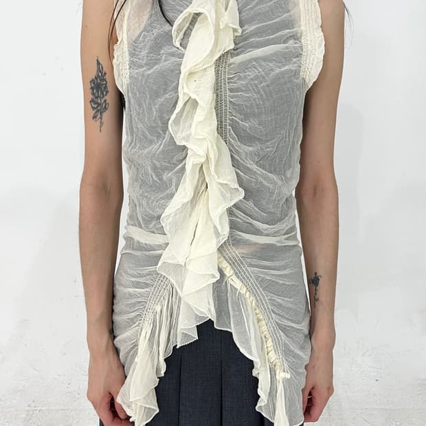 Dkny frill sheer sleeveless