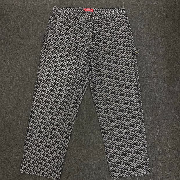 슈프림 21FW 모노그램 더블니 팬츠