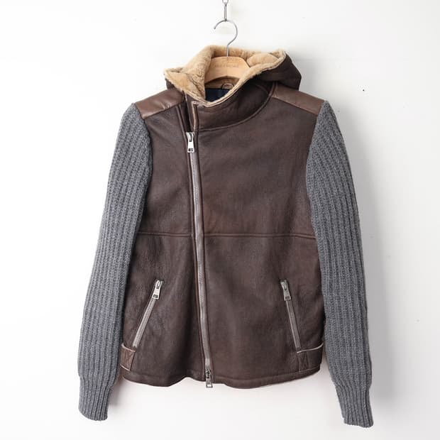 95/DACUTE 가죽 후드 자켓