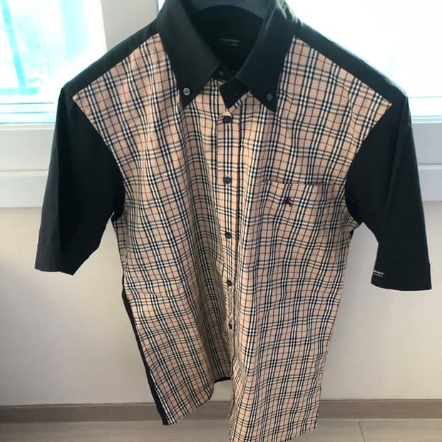 버버리 투톤체크 반팔셔츠95