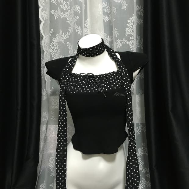 HILLDA Dot Square Crop Top 