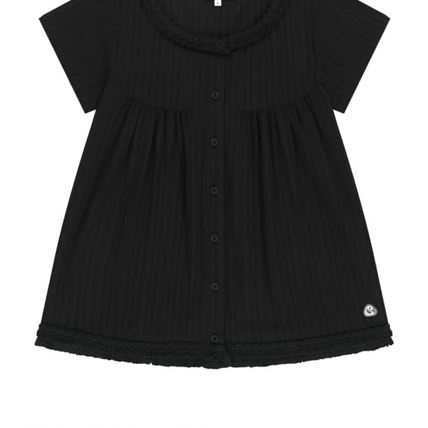 코이세이오 프린지 셔링 블라우스 블랙 2