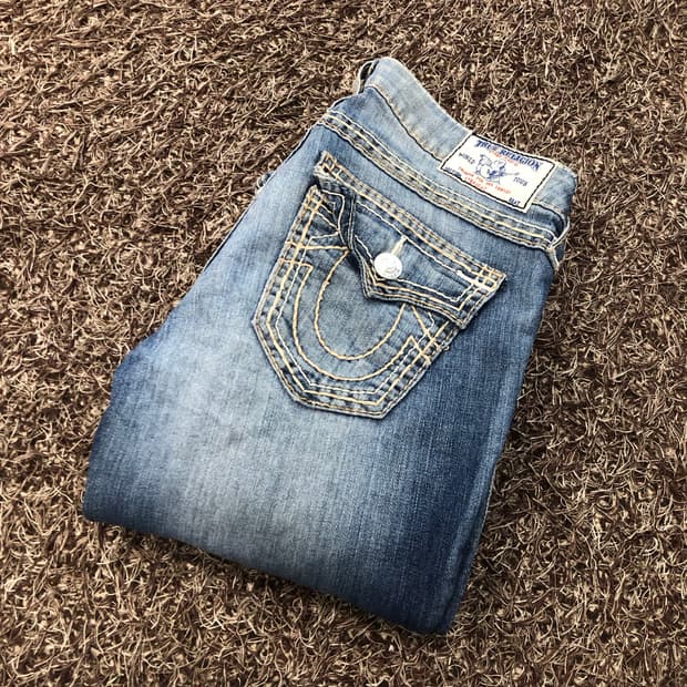 트루릴리전 워싱 스트레이트진 데님 팬츠