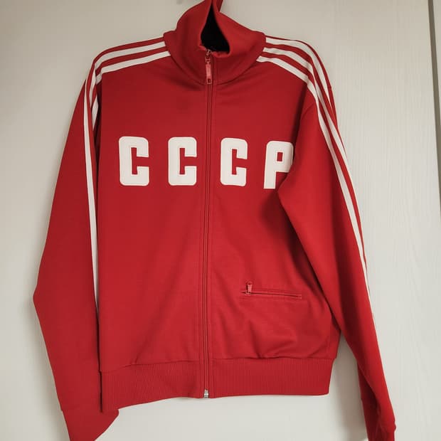 아디다스 구소련 CCCP 올드 삼선 레드 트랙탑/져지 S