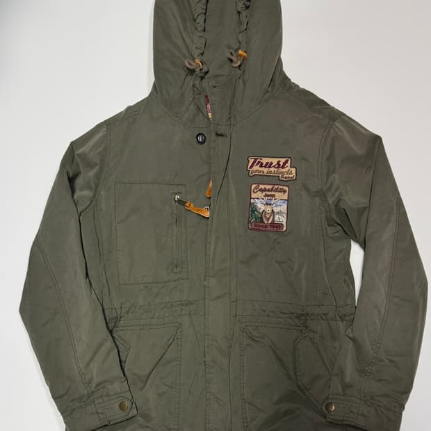 지프 Jeep 뒷 프린팅 후드 야상 자켓 L