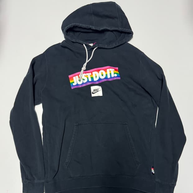 나이키 x 길버트베이커 레인보우 로고 기모 후드티 L~XL 블랙