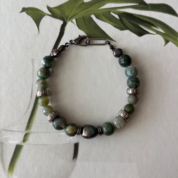 흑진주 원석 팔찌