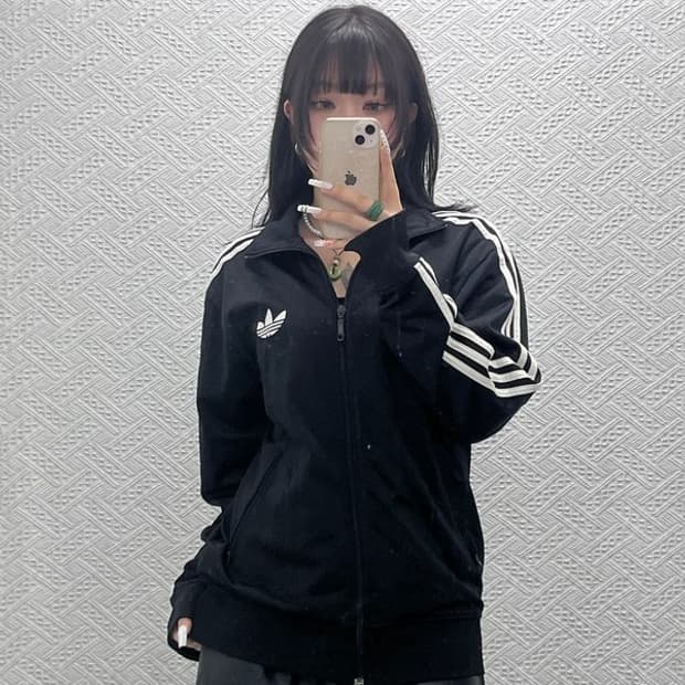 아디다스 빈티지 오리지널 파이어버드 검흰 져지 집업 105 C10831