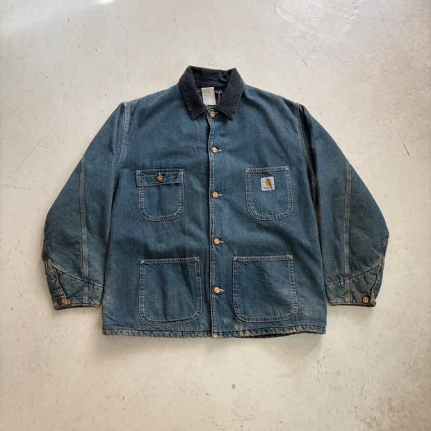 80s USA 칼하트 빈티지 블랭킷 데님 초어자켓 L