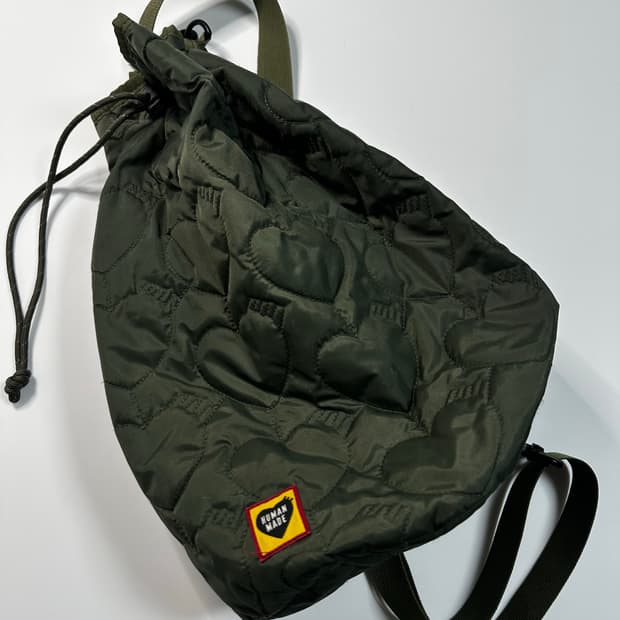 휴먼메이드 하트 퀄팅 본삭 올리브 드랩