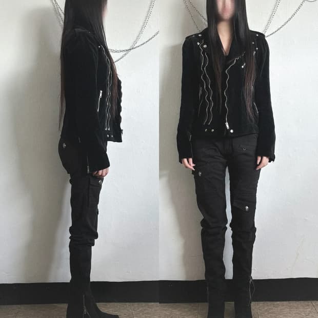 JPN VTG 프리슈렁크 더블지퍼 벨벳 라이더자켓