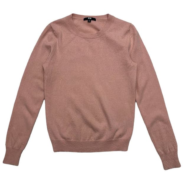 유니클로 100% 캐시미어 크루넥 니트 핑크 S