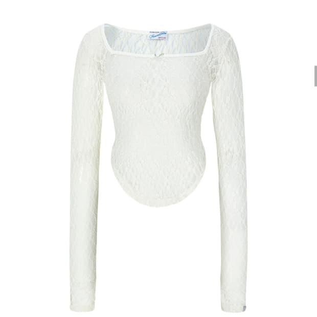 플리즈노팔로우 레이첼 레이스 탑 아이보리