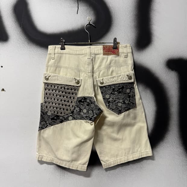 KAGURA 카구라 재패니즈 오리엔탈 카라쿠리맛 자수 디테일 쇼츠 팬츠