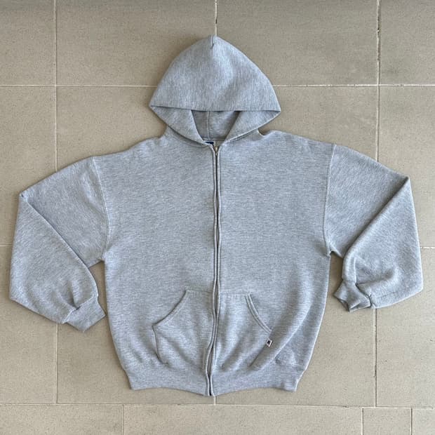 90s 빈티지 러셀 후드집업 그레이 L USA