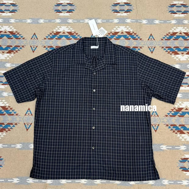 [XL][105] 나나미카 오픈 카라 파나마 플레이드 셔츠 네이비