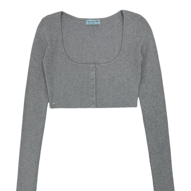 페일제이드 버튼 볼레로 니트가디건 그레이