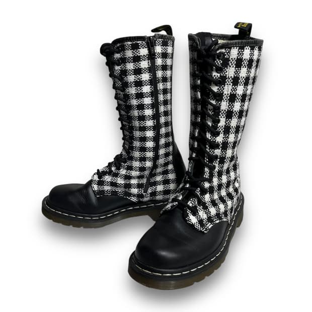 Dr. Martens 14-hole checkered boots 