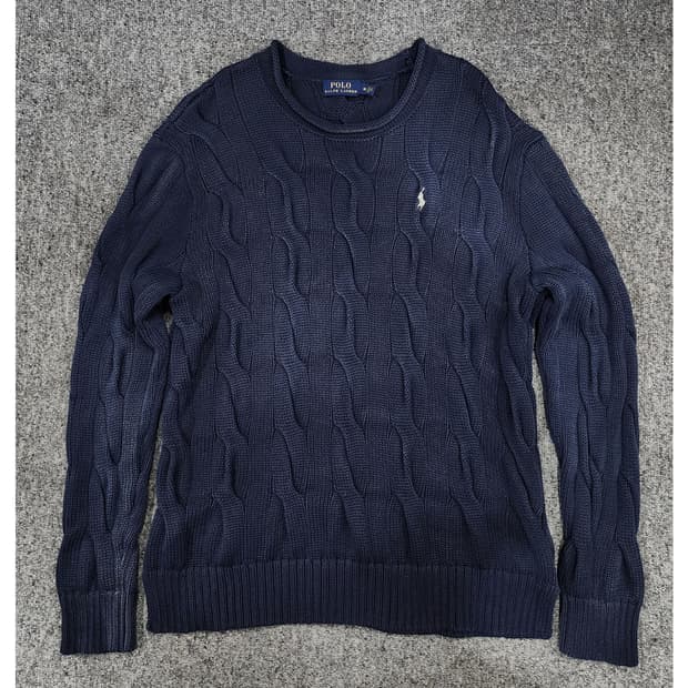 폴로 랄프로렌 워시드 롤넥 빈티지 케이블 니트 M