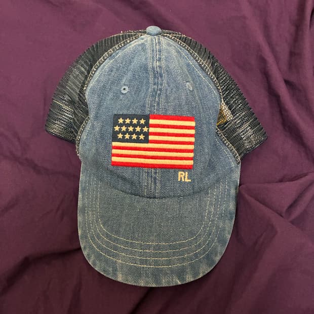 폴로 랄프로렌 성조기 데님 볼캡