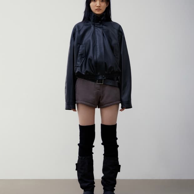 로우클래식 HIGH NECK LEATHER SHORT JACKET