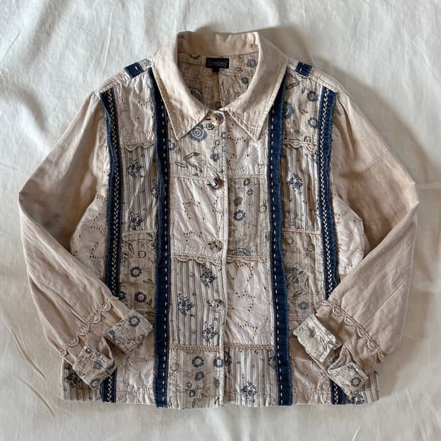 [55-66] 90s 독일 Deerberg 코튼 린넨 패치워크자켓