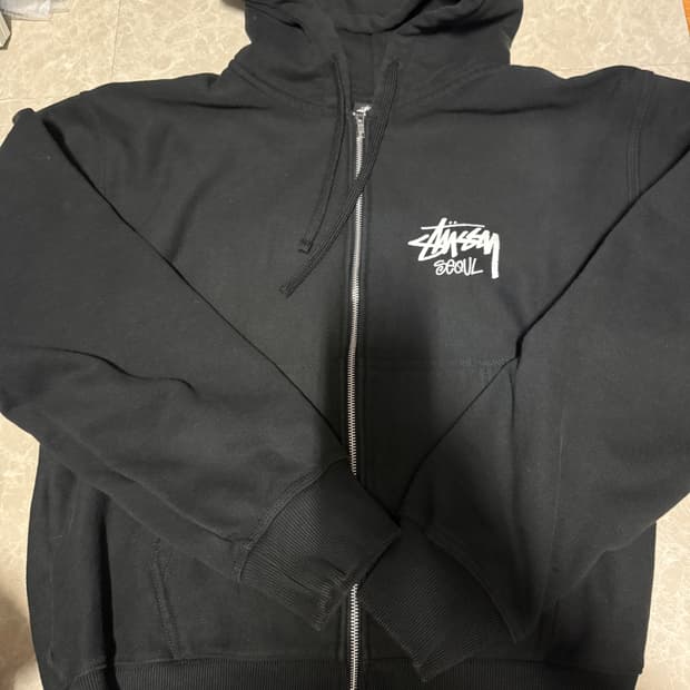 L사이즈 스투시 스탁 서울 후드집업 블랙 2023