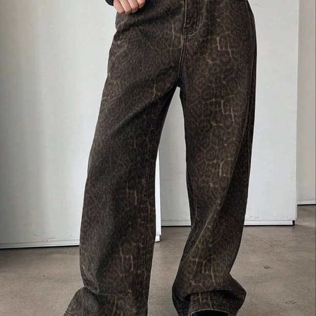 빈티지 레오파드 데님팬츠 s