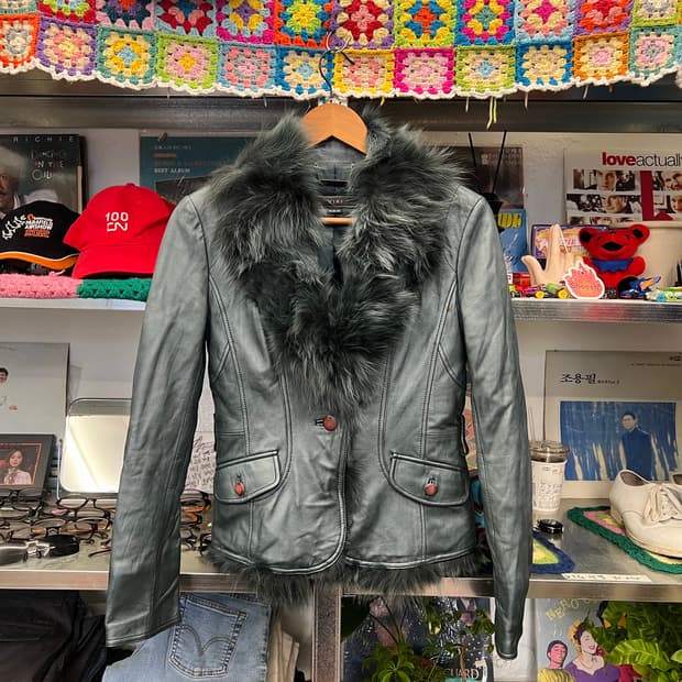 Real Leather Jacket with Fur Collar