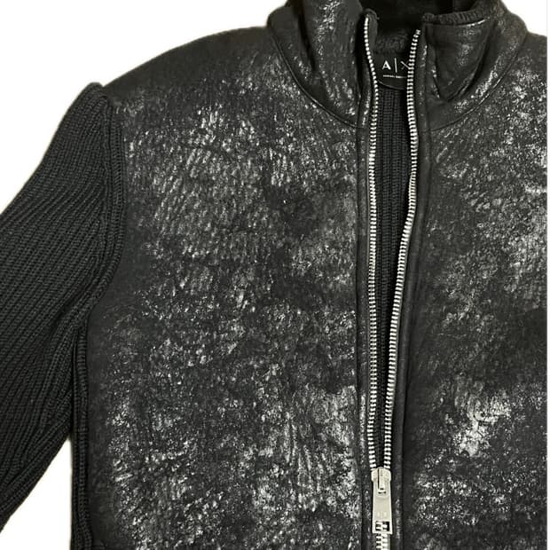 아르마니 익스체인지 15fw 레더 니트집업