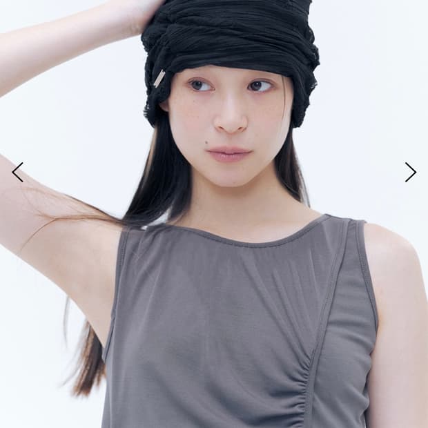 미세키서울 비니 Sheer turban beanie BLACK