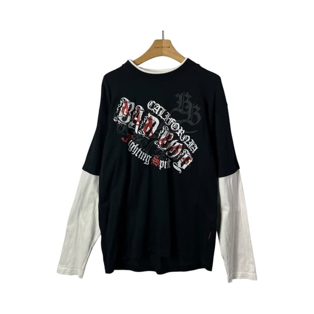 [bad boy] 배드보이 펑크레터링 레이어드 롱슬리브