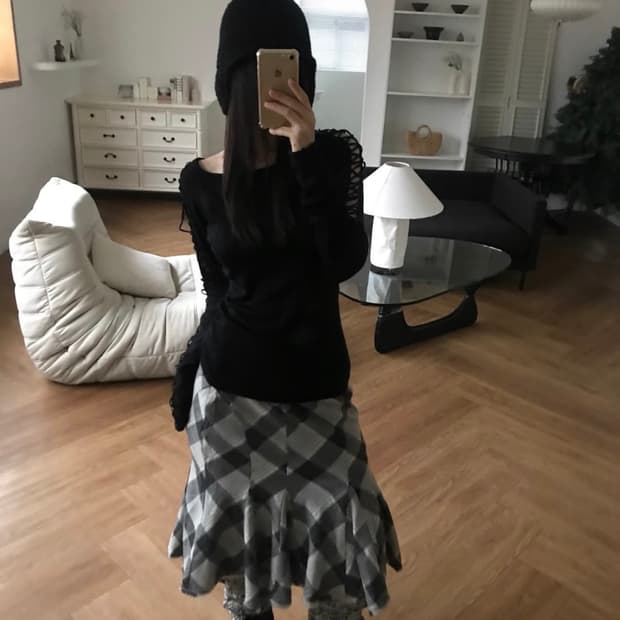 vintage check pattern skirt