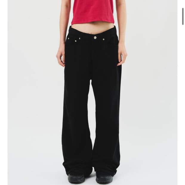 하이파이펑크 와이드 부츠컷 팬츠 블랙 S