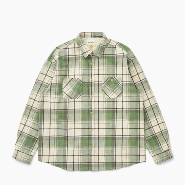 카키스 트러커 플레이드 셔츠 grass