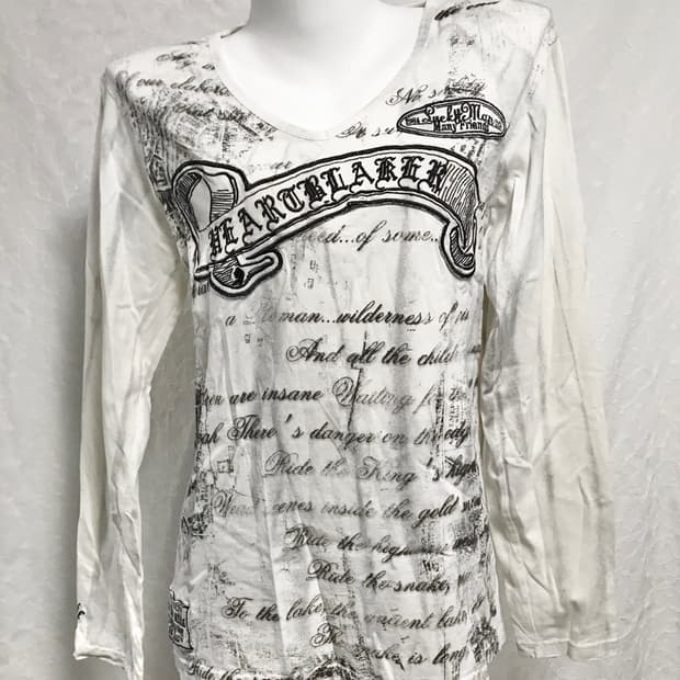 빈티지 in the attic 인더아틱 펑크 워싱 레터링 롱슬리브 탑