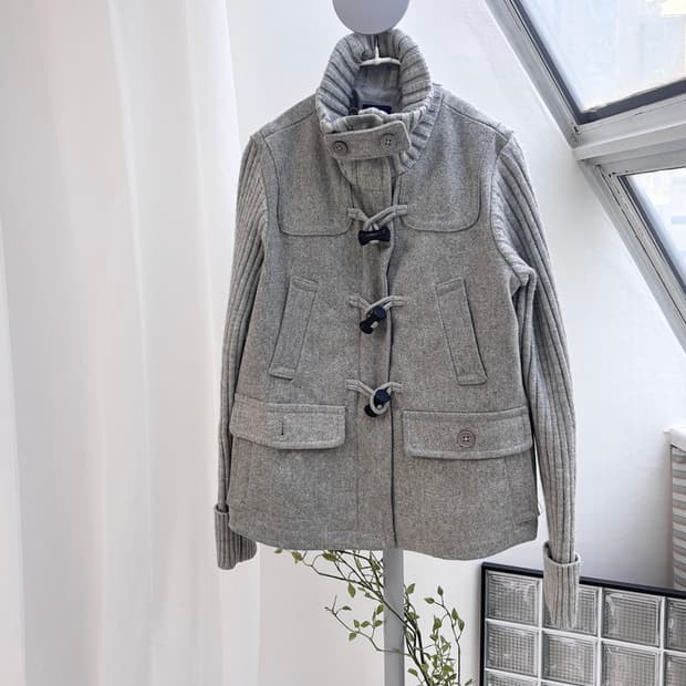 GAP knit mixed toggle high neck 하프 코트